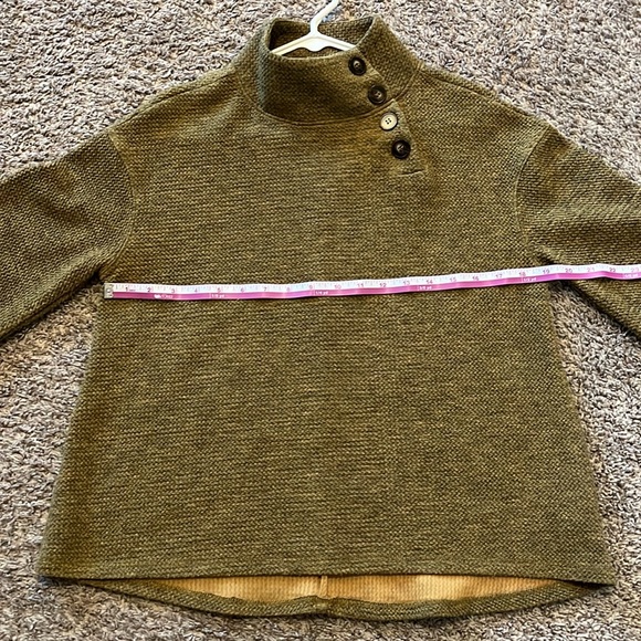 Anthropologie Mock Neck Green Pullover Sweater Bell Sleeve Button Detail - Picture 6 of 6